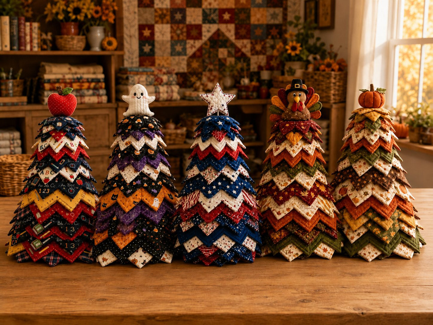 đ„LAST DAY 50% OFF - đAmericana Christmas Tree Quilt Kit â Easy Layered Fabric Holiday DĂ©cor for Quilting Lovers