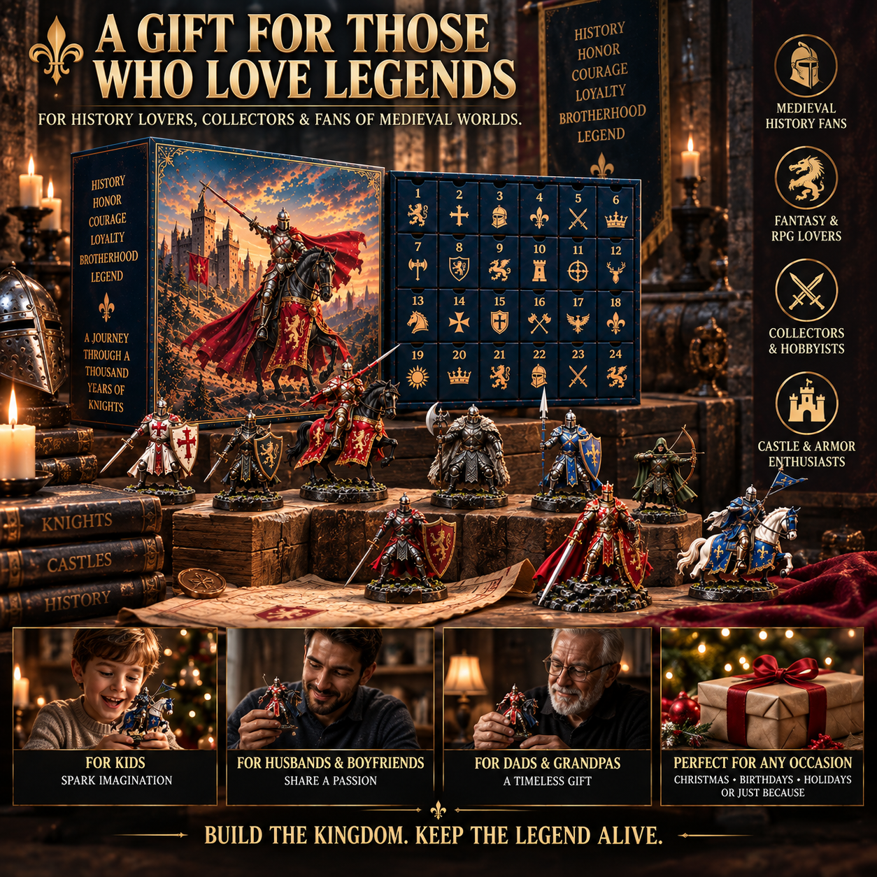 ⚔️ 24 Days of Medieval Legends – 24 Unique Knight Collectible Figures 🏰