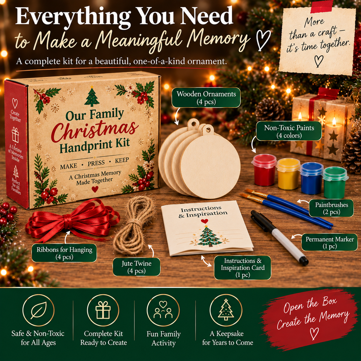 🎄 Family Handprint Christmas Keepsake Kit