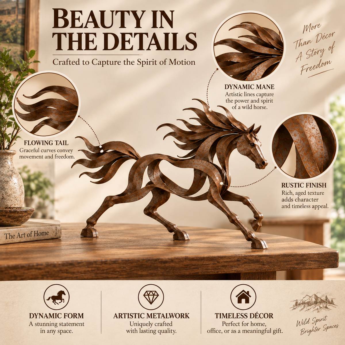 🐎 Spirit of the Open Range – Galloping Horse Sculpture