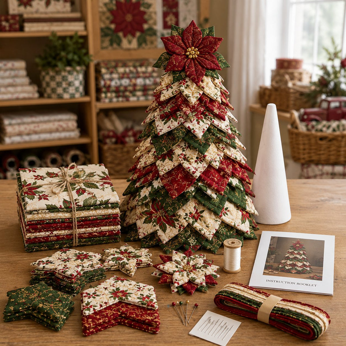 🔥LAST DAY 69% OFF🎄 DIY Quilted Santa Christmas Tree Kit – Handmade Holiday Craft & Festive Tabletop Decor