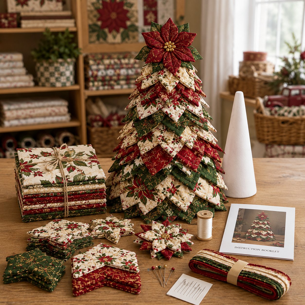 🔥LAST DAY 69% OFF🎄 DIY Quilted Santa Christmas Tree Kit – Handmade Holiday Craft & Festive Tabletop Decor