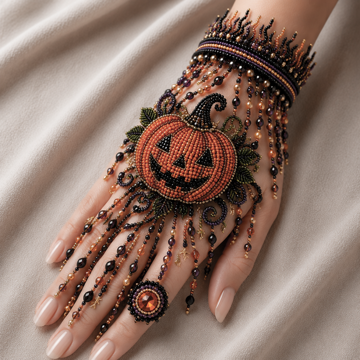 🎃 DIY Halloween Beaded Hand Jewelry Kit