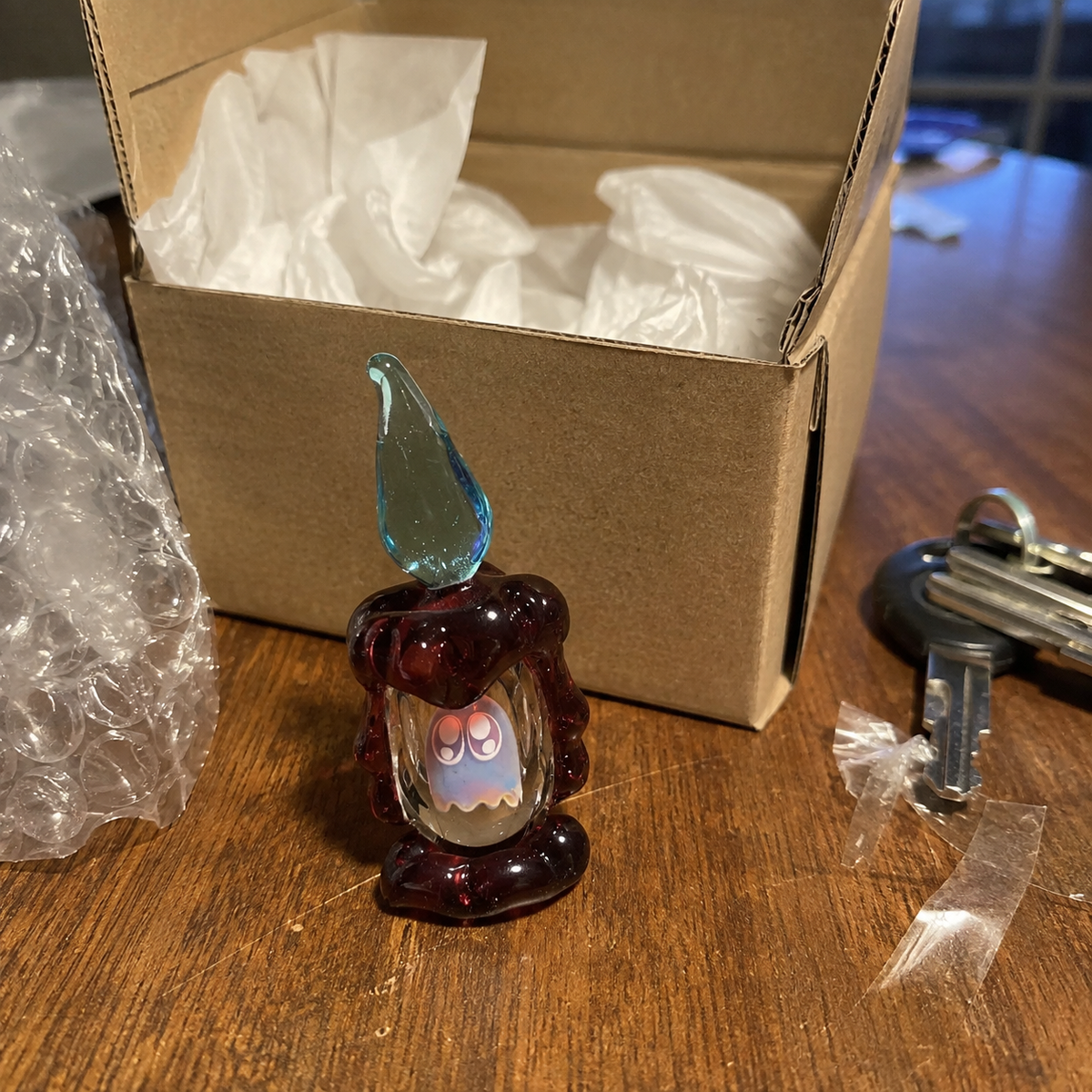 Tiny Ghost in a Glass Candle – Sun-Catching Collectible Figurine