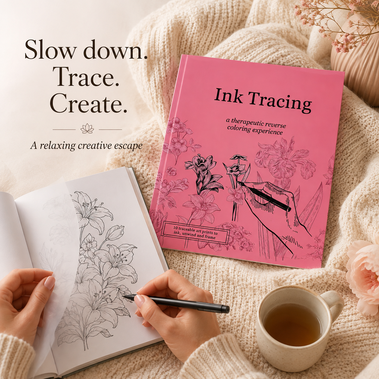 Beginner-Friendly💕Ink Tracing: A Therapeutic Reverse Coloring Experience📚(Deluxe Edition)