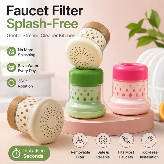 💦 2pcs -360° Splash-Free Faucet Filter – Save Water & Wash Better