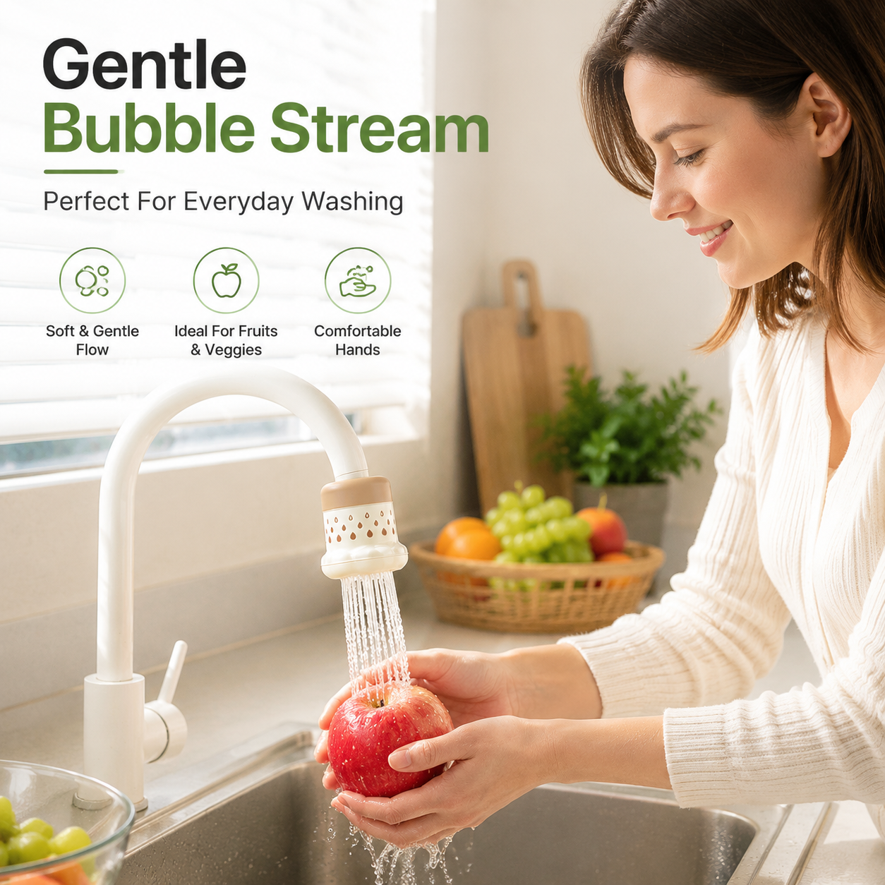 💦 2pcs -360° Splash-Free Faucet Filter – Save Water & Wash Better