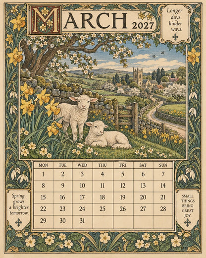 A Year in Britain 2027 – Vintage Storybook Wall Calendar