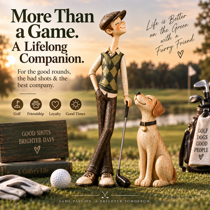 ⛳ Golfer & Loyal Dog Figurine Set 🐾 – Heartwarming Golf Decor & Unique Gift for Golf Lovers