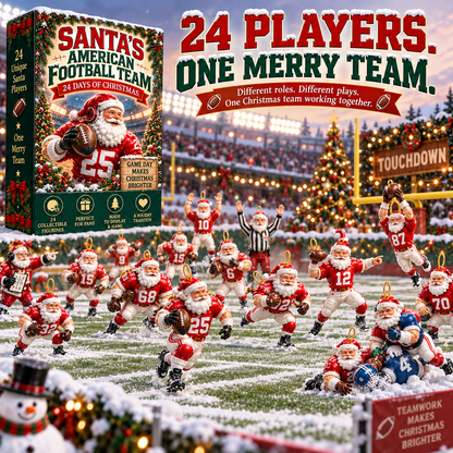 🏈🎅 Santa’s American Football Team – 24 Christmas Game-Day Players