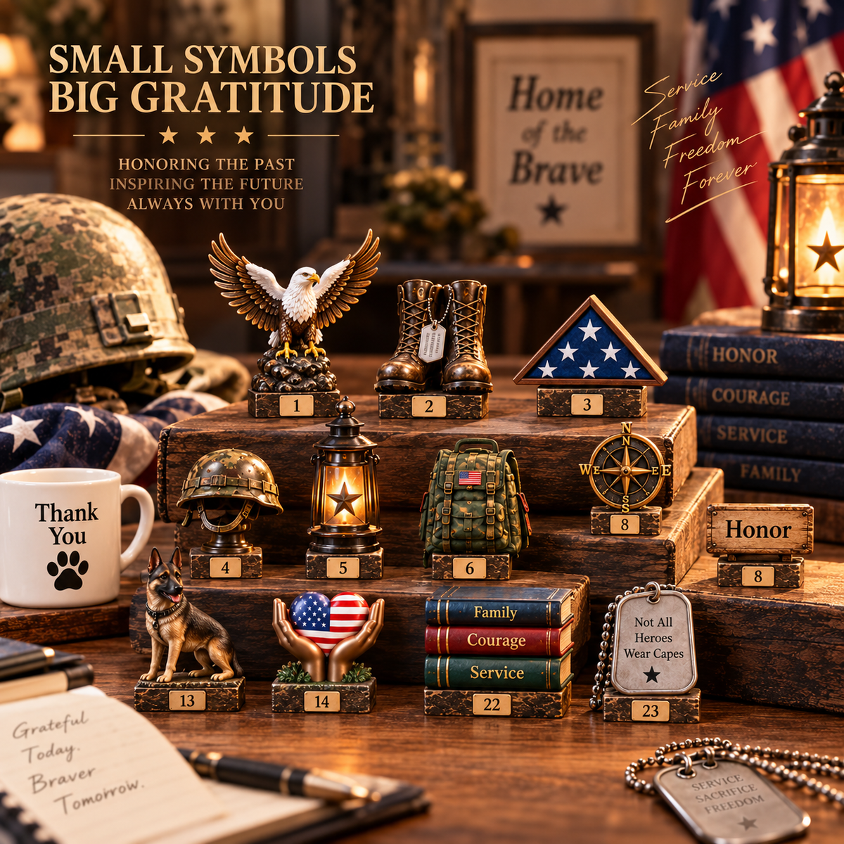 24 Symbols of Service & Home — A Meaningful Keepsake Collection for Veterans & Military Families