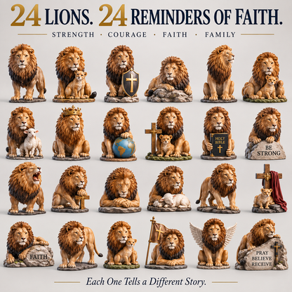 Lion of Faith– 24 Days of Strength, Courage & Blessings, Christian Lion Collection & Meaningful Faith Gift
