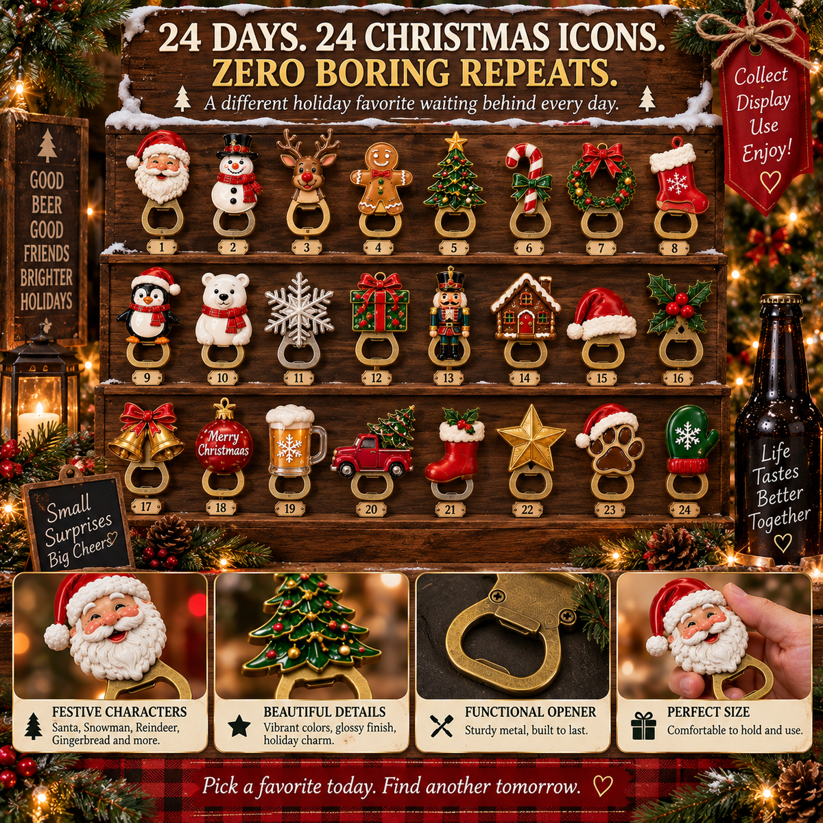 🍻🎄24 Days of Christmas Cheers – Holiday Bottle Opener Collection