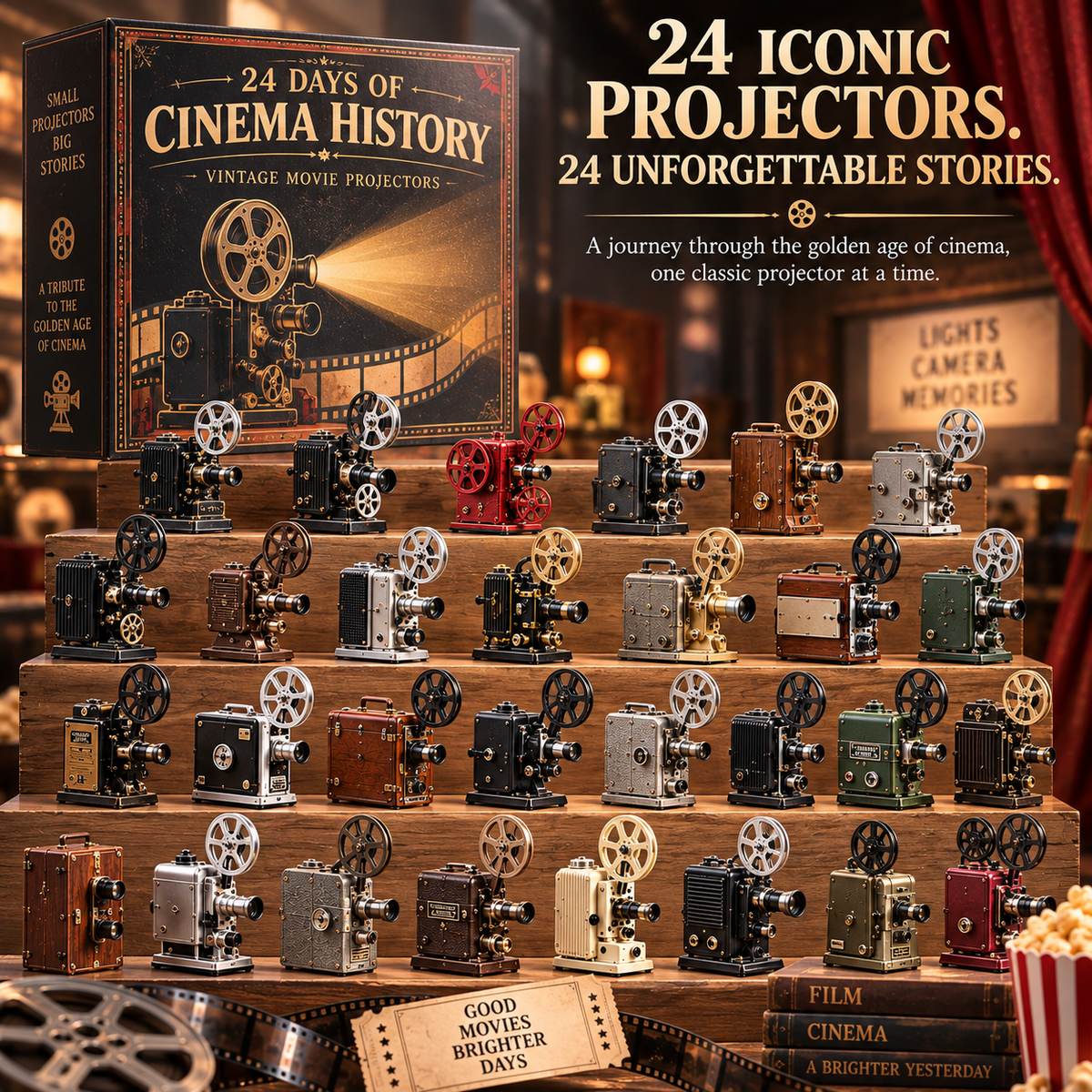 🎬24 Days of Cinema History – Vintage Movie Projector Collection
