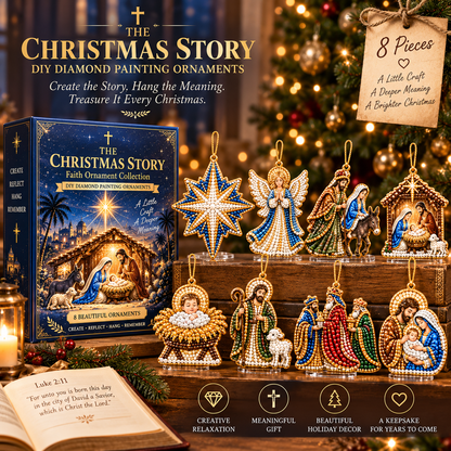 The Christmas Story – 8-Piece DIY Faith Ornament Collection ✨