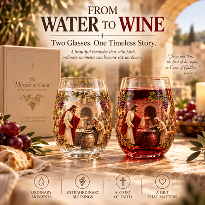 The Miracle at Cana – Water to Wine Faith Glass Set