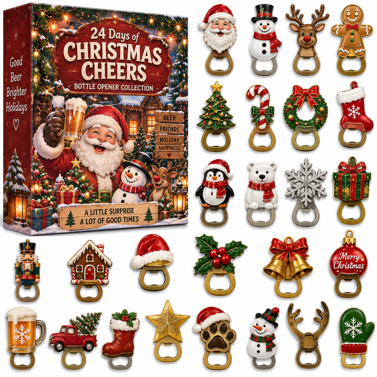 🍻🎄24 Days of Christmas Cheers – Holiday Bottle Opener Collection