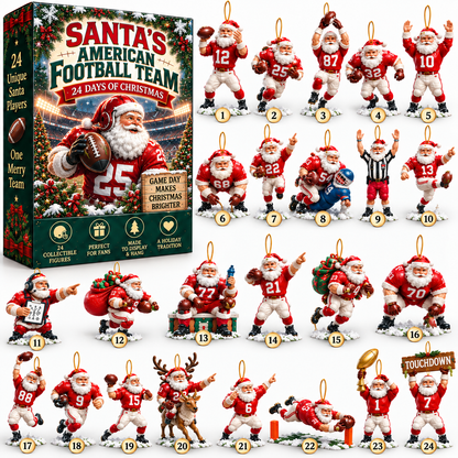 🏈🎅 Santa’s American Football Team – 24 Christmas Game-Day Players