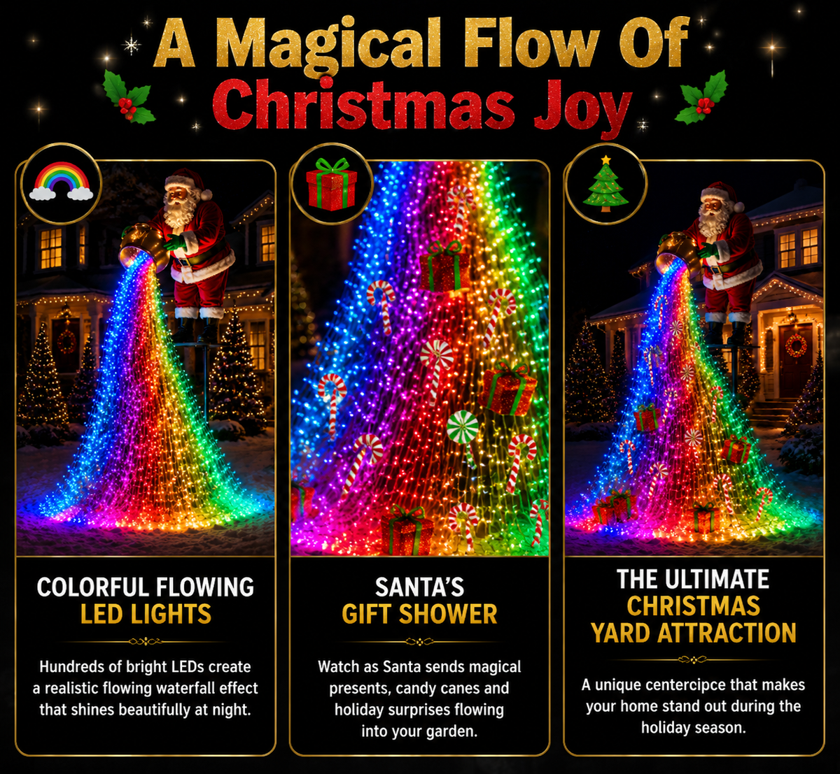 🎅 Santa’s Magical Sweet Treat | Solar Powered Flowing LED Christmas Garden Decoration