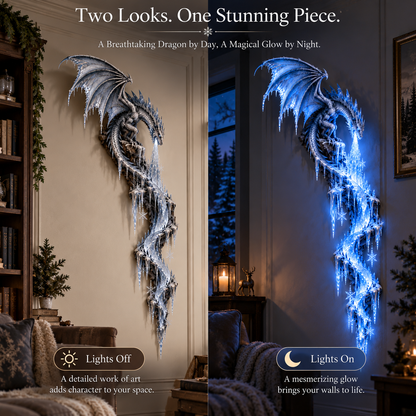 Frostbound Dragon – Illuminated 3D Wall Sculpture ❄️🐉