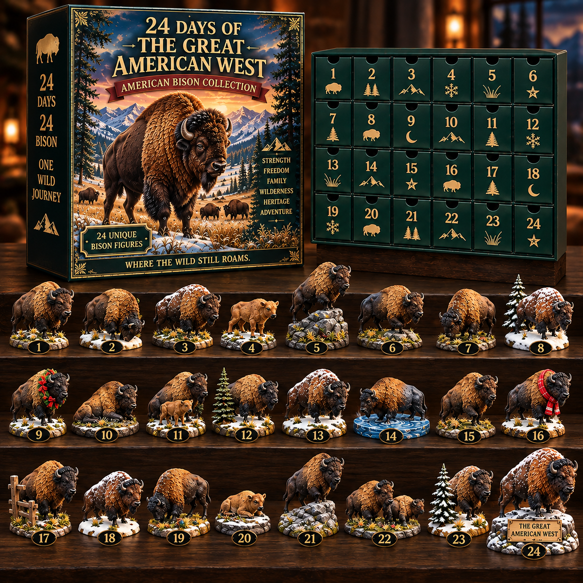 🦬 24 Days of the Great American West – American Bison Collectible Advent Calendar 🎄
