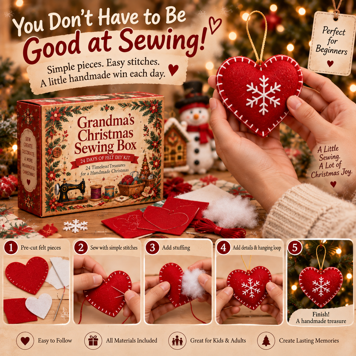 🎄 24 Days of Handmade Christmas — Felt Ornament Sewing Kit