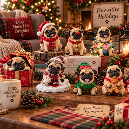 🐾 24 Days of Pug Moments – 24 Unique Pug Collectible Figurines