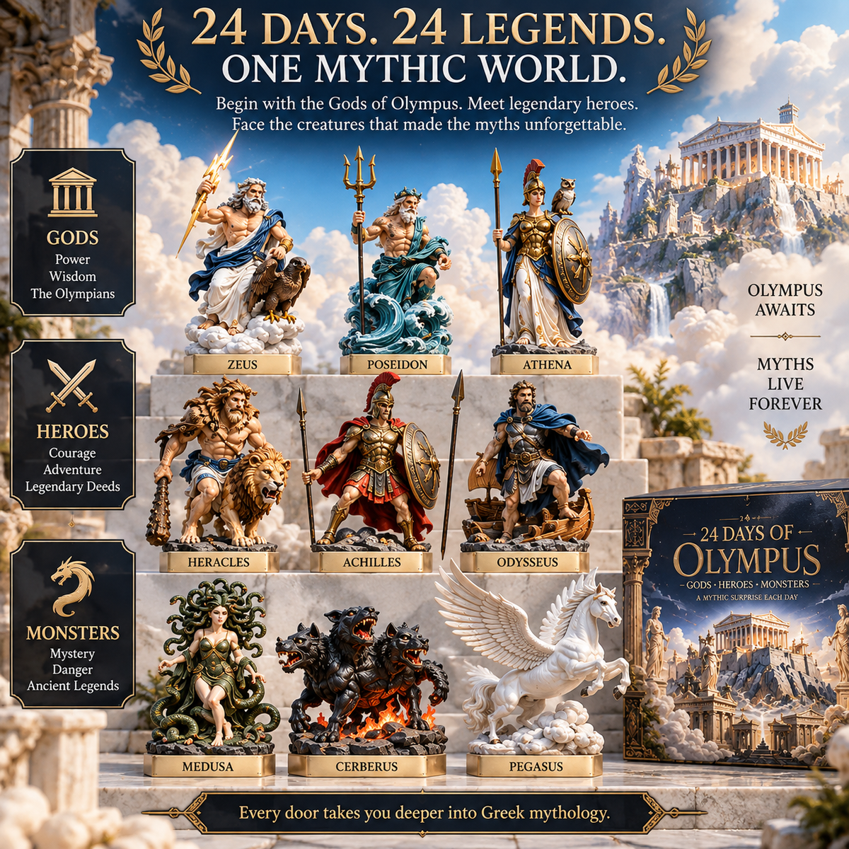 24 Days of Olympus – Gods, Heroes & Monsters Mythology Collection ⚡🏛️