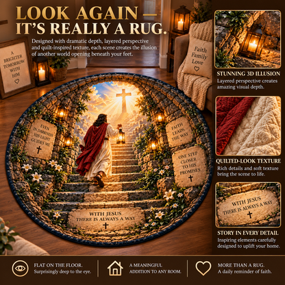 Walk in Faith – 3D Christian Story Round Rug Collection ✨