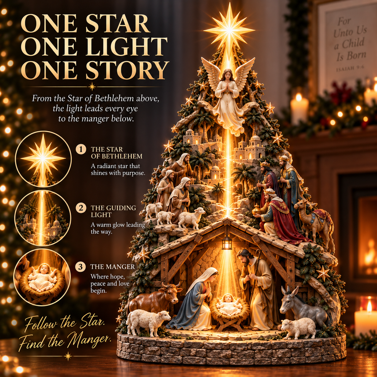 Follow the Star – Bethlehem Nativity Christmas Tree Light