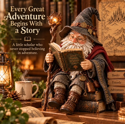 🔥LAST DAY 50% OFF🧙‍♂️ The Wandering Scholar Gnome – Enchanted Reading Wizard Figurine