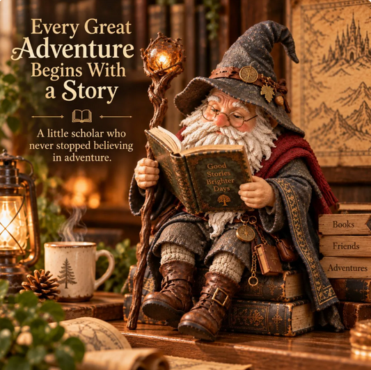 🔥LAST DAY 50% OFF🧙‍♂️ The Wandering Scholar Gnome – Enchanted Reading Wizard Figurine