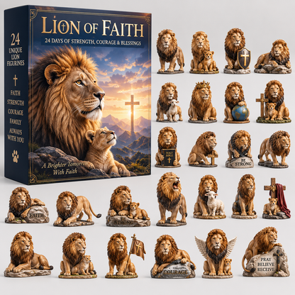 Lion of Faith– 24 Days of Strength, Courage & Blessings, Christian Lion Collection & Meaningful Faith Gift
