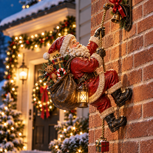 Santa’s Secret Climb – Lighted Christmas Wall Decoration 🎁✨