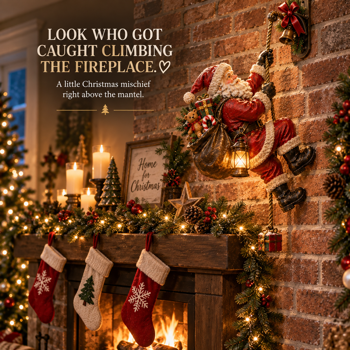 Santa’s Secret Climb – Lighted Christmas Wall Decoration 🎁✨