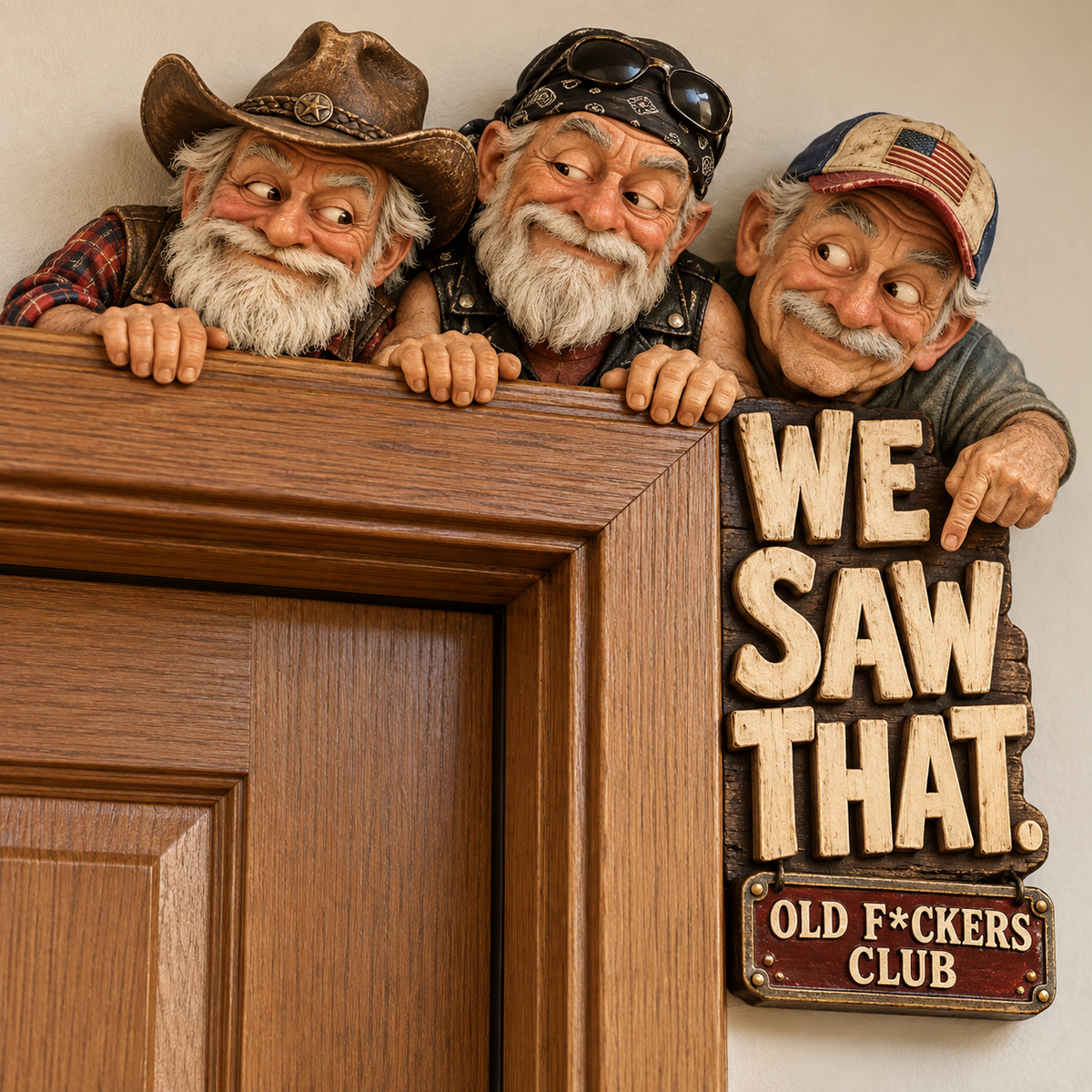 Old F*ckers Club “We Saw That” Door Topper – Funny Old Men Garage & Man Cave Decor