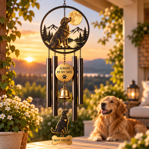 🐾 Always By My Side – Dog Lover Wind Chime with Memory Bell 🔔