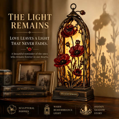 The Light Remains Memorial Poppy Lantern – Warm Remembrance Light & Meaningful Sympathy Keepsake