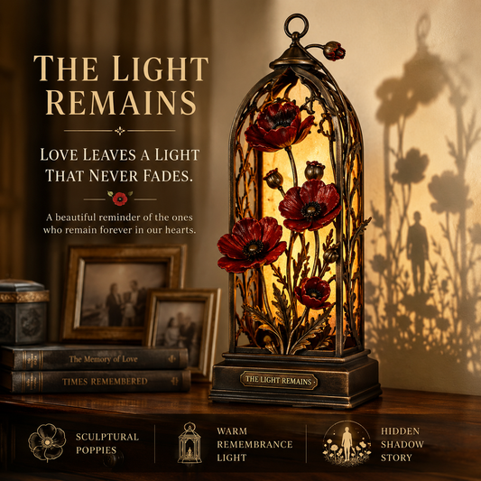 The Light Remains Memorial Poppy Lantern – Warm Remembrance Light & Meaningful Sympathy Keepsake