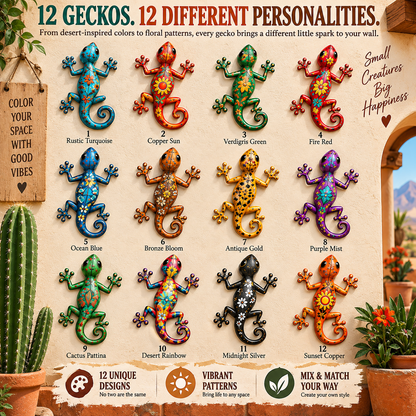 🦎 12-Piece Southwestern Gecko Wall Art Collection