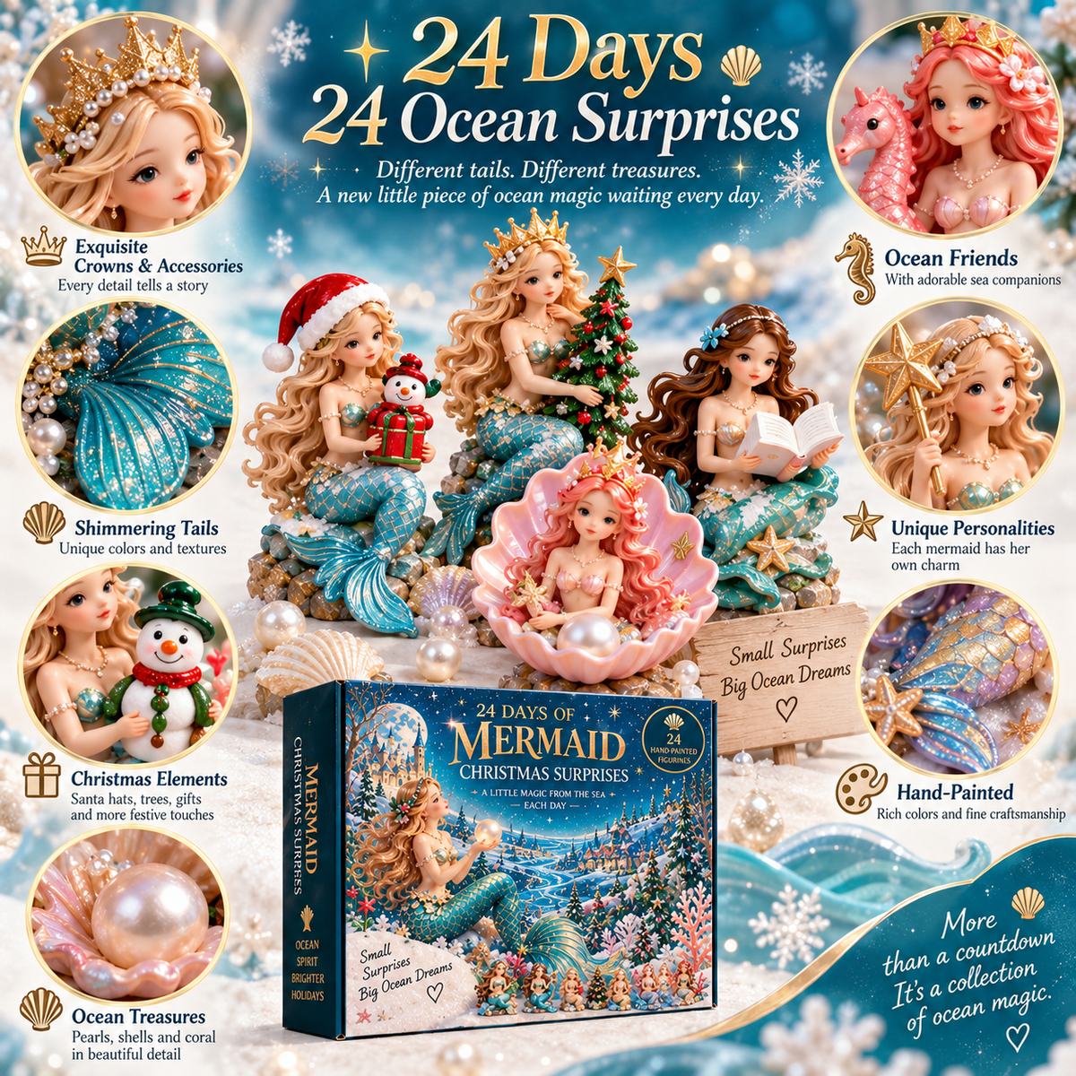 🧜‍♀️ 24 Days of Mermaid Christmas Magic – Ocean-Inspired Holiday Collection 🎄✨