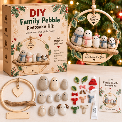 DIY Family Pebble Keepsake Kit – Create Your Own Family Christmas Ornament, Meaningful Holiday Craft & Gift