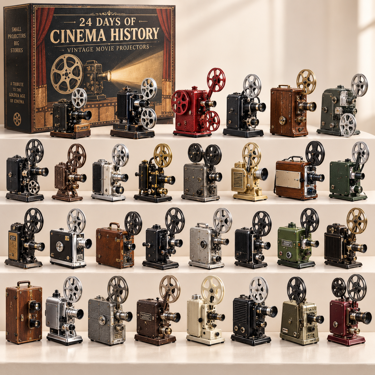 🎬24 Days of Cinema History – Vintage Movie Projector Collection