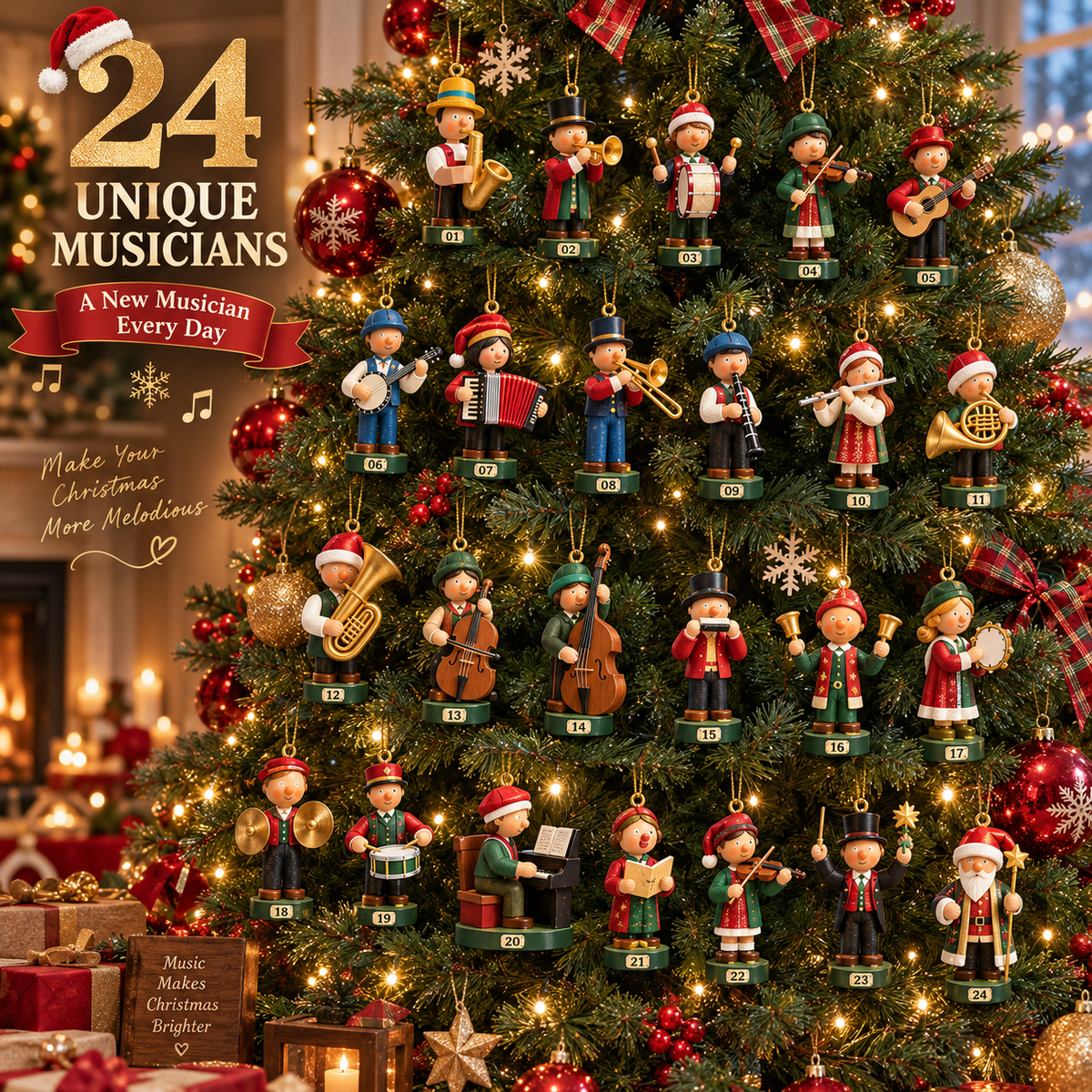 24 unique Christmas musician ornaments