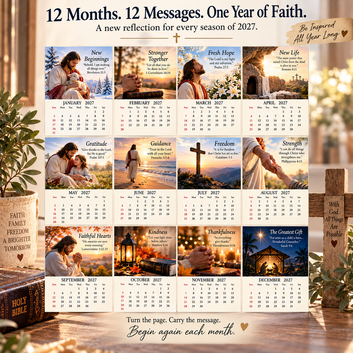 2027 His Light Through Every Season — Christian Inspirational Calendar