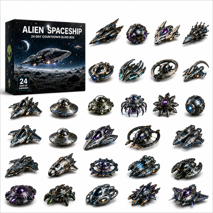 Alien Spaceship Advent Calendar 2026, 24 Days of Unique Spacecraft Toys, Christmas Countdown Calendar with 24 Different Alien Spaceships, Space Gifts for Kids Boys Girls