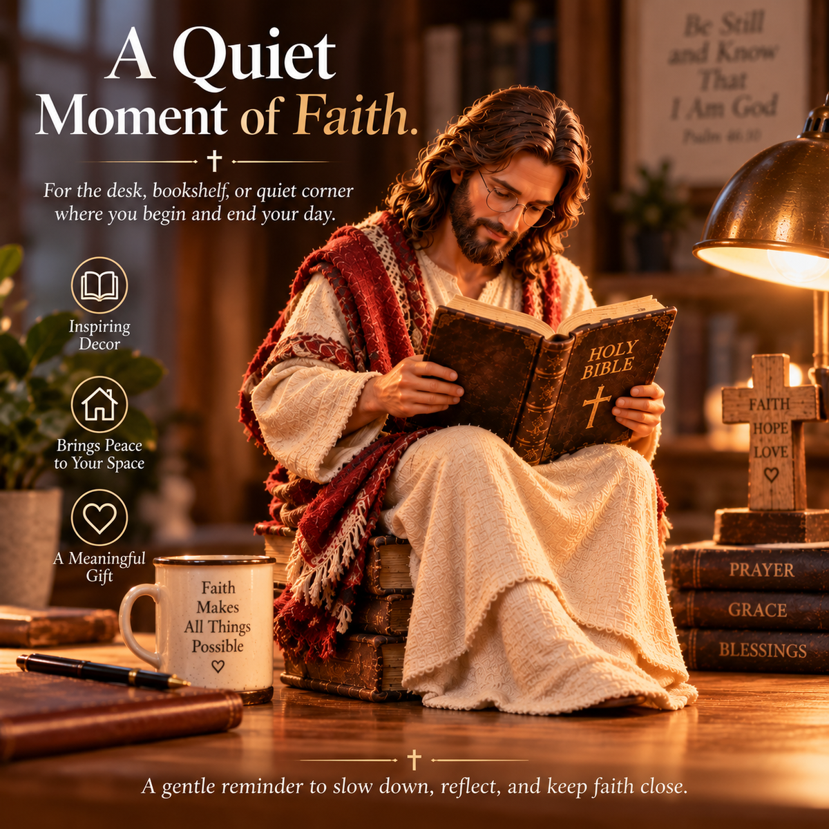 Jesus Reading the Bible — A Quiet Reminder of Faith & Peace
