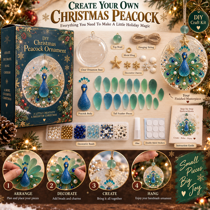 DIY Peacock Christmas Ornament Kit – Create Your Own Festive Peacock, Holiday Craft Kit & Handmade Keepsake