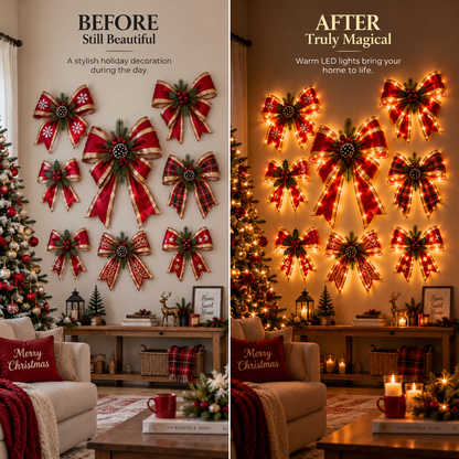 🎀 Glowing Christmas Bow Wall Decor – A Warm Touch for the Holidays