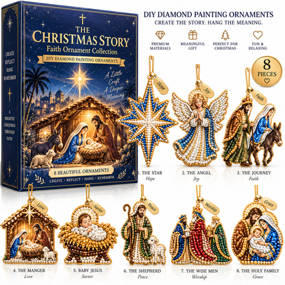The Christmas Story – 8-Piece DIY Faith Ornament Collection ✨